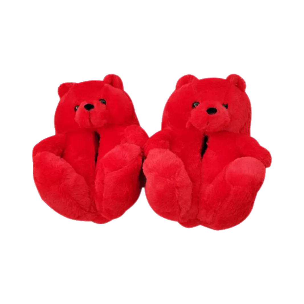 Red - Teddy Bear Slippers