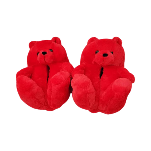 Red - Teddy Bear Slippers